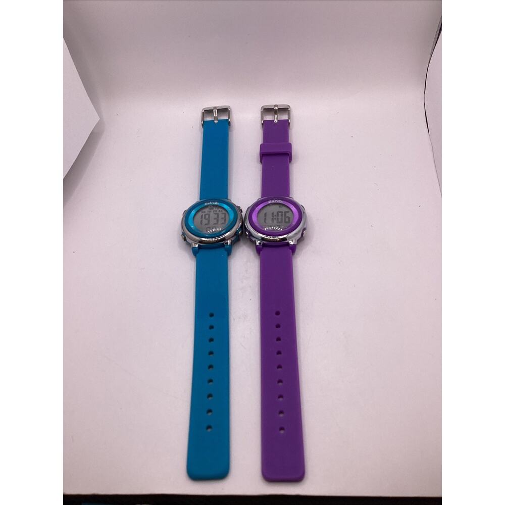 2 Pack Womens Skmei Digital Rubber Sports Watches Blue Purple New Battery